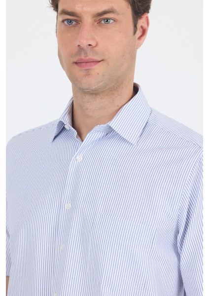 Koyu Lacivert Sert Yaka Kısa Kol Cepli Comfort Fit Cls Gömlek 1004250259 fırsatları