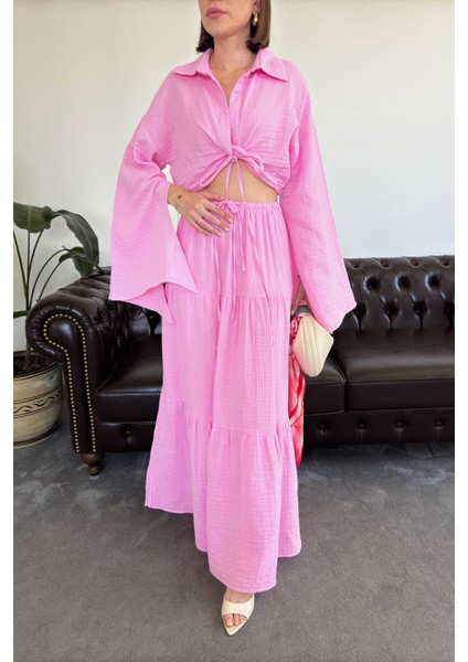 Truvakal Kol Premium Etekli Keten Takım- Pembe modelleri
