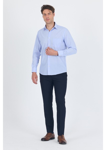 Mavi Uzun Kol Pamuklu Basic Comfort Fit Gömlek 1004250002 fiyatları