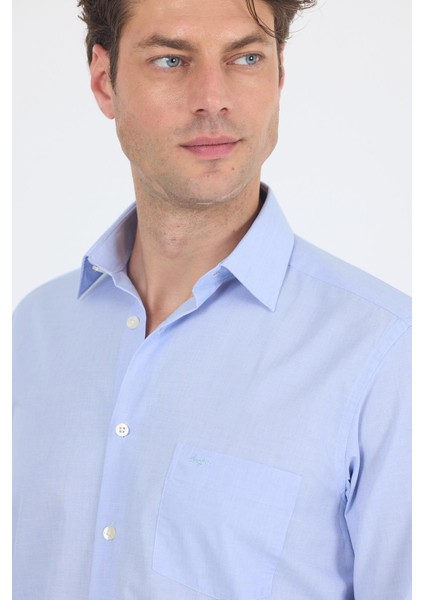 Mavi Uzun Kol Pamuklu Basic Comfort Fit Gömlek 1004250002 fırsatları