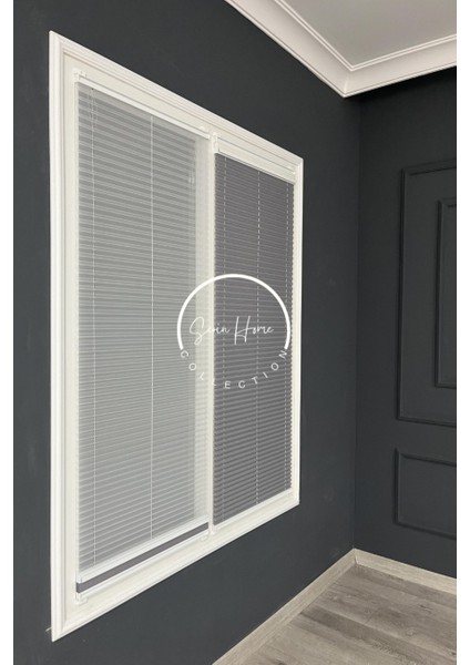 Gece Gündüz Katlanabilir Koyu Gri Çiftli Plise Perde, Cam Balkon Perdeleri, Pvc Pencere Perdeleri