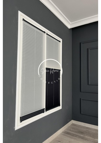 Gece Gündüz Katlanabilir Antrasit Çiftli Plise Perde, Cam Balkon Perdeleri, Pvc Pencere Perdeleri