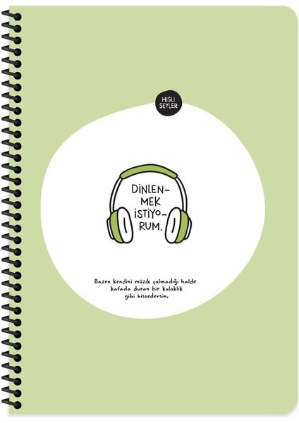 Hisli Şeyler A4 Çizgili Spiralli Stickerli Defter Dinlenmek Istiyorum