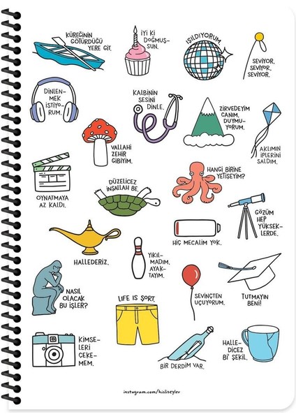 Hisli Şeyler A4 Çizgili Spiralli Stickerli Defter Dinlenmek Istiyorum fiyatları
