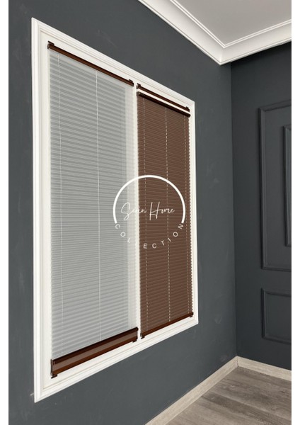 Gece Gündüz Katlanabilir Kahverengi Çiftli Plise Perde, Cam Balkon Perdeleri, Pvc Pencere Perdeleri