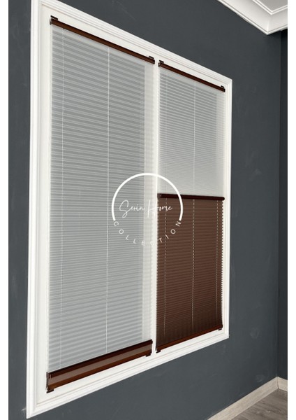 Gece Gündüz Katlanabilir Kahverengi Çiftli Plise Perde, Cam Balkon Perdeleri, Pvc Pencere Perdeleri