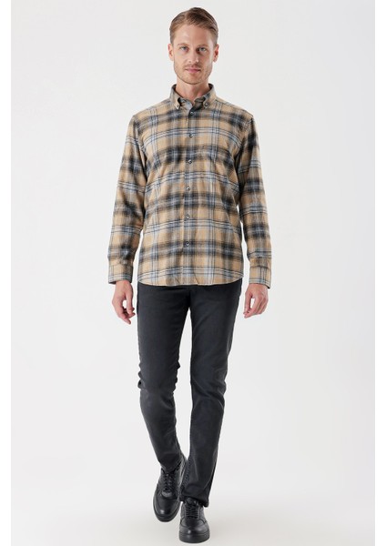 Uzun Kollu Ekoseli Gabardin Sert Yaka Cepli Garnili Casual Comfort Fit Gömlek 1004235112 fiyatları