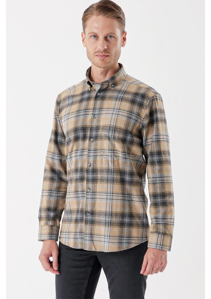 Uzun Kollu Ekoseli Gabardin Sert Yaka Cepli Garnili Casual Comfort Fit Gömlek 1004235112 indirimleri