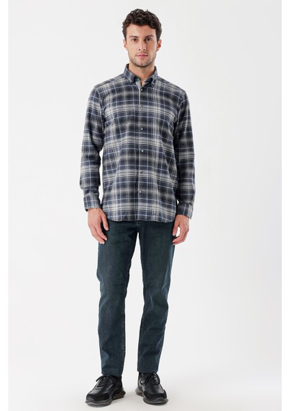 Uzun Kollu Ekoseli Gabardin Sert Yaka Cepli Garnili Casual Comfort Fit Gömlek 1004235112 fiyatları