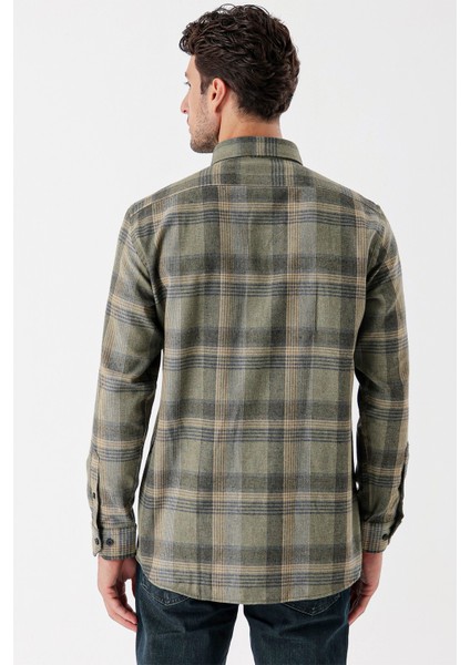 Uzun Kollu Ekoseli Gabardin Sert Yaka Cepli Garnili Casual Comfort Fit Gömlek 1004235110 fiyatları