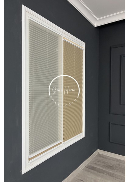 Gece Gündüz Katlanabilir Koyu Krem Çiftli Plise Perde, Cam Balkon Perdeleri, Pvc Pencere Perdeleri