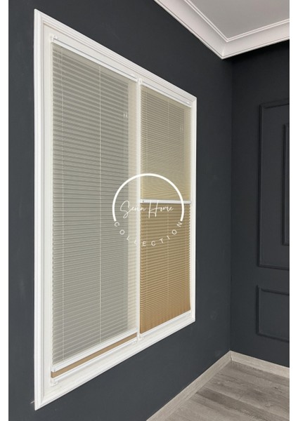 Gece Gündüz Katlanabilir Koyu Krem Çiftli Plise Perde, Cam Balkon Perdeleri, Pvc Pencere Perdeleri