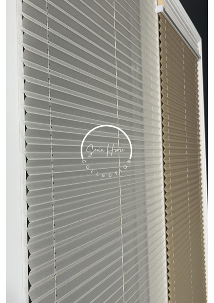 Gece Gündüz Katlanabilir Koyu Krem Çiftli Plise Perde, Cam Balkon Perdeleri, Pvc Pencere Perdeleri