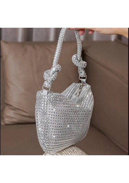 Parlak Gri Mini Glitter El Çantası fiyatları