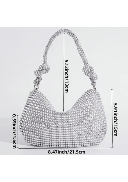 Parlak Gri Mini Glitter El Çantası fırsatları