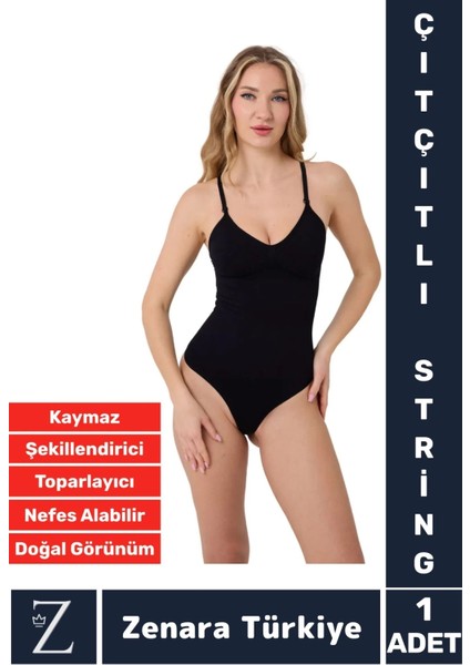 Iz Iç Göstermez Kaymaz Vücut Şekillendiren Sıkılaştıran Toparlayan Çıtçıtlı String Body Korse