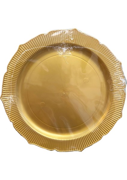 26 Cm. Altın Sorfa Sunum Seti - Sert Mika Plastik - 24 Kişilik Tabak Çatal Kaşık Takımı indirimleri