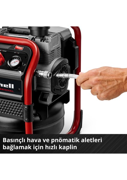 Professional Akülü Kompresör SILENZZO 36/210 Power X-Change (36 V, maks. 8 bar, 8 L tank, 210 L/dakika emiş kapasitesi, basınç göstergesi, yağsız, özellikle sessiz, aküsüz) - 4020380