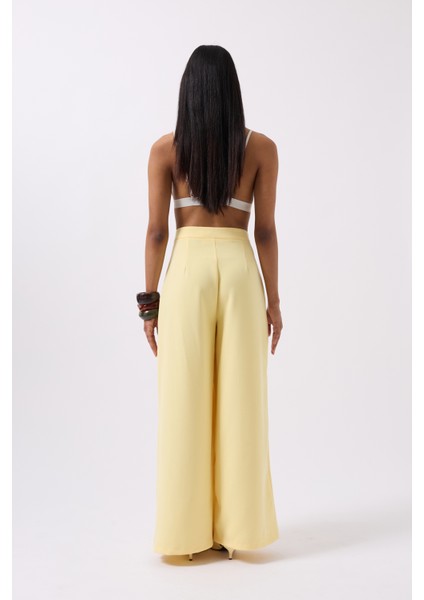 Casual Yüksek Bel Sarı Pantolon indirimleri