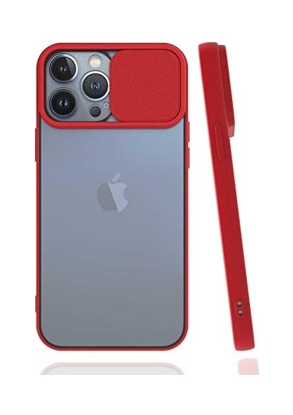 iPhone 13 Pro Max Ile Uyumlu Darbe Koruyucu Kamera Korumalı Prm Smooth Window Kırmızı