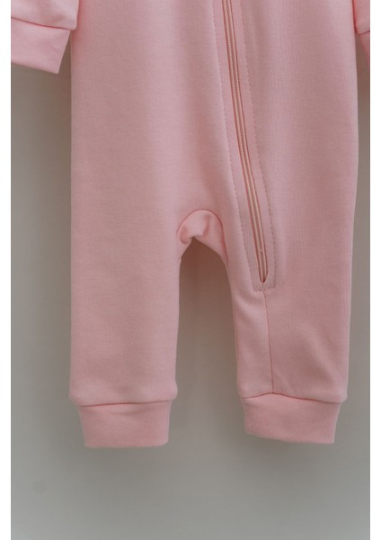 Fermuarlı Patiksiz Tulum - Pureline Series - Pembe