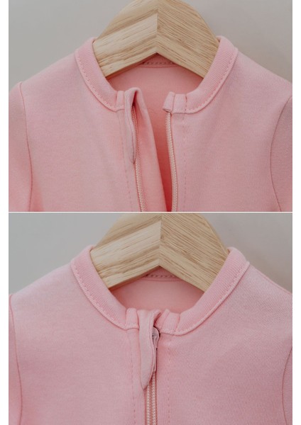 Fermuarlı Patiksiz Tulum - Pureline Series - Pembe