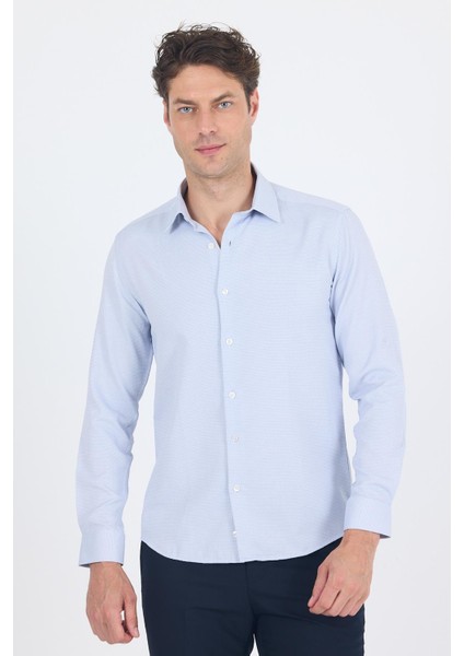 Koyu Lacivert Uzun Kol Sert Yaka Cepsiz Slim Fit Pamuklu Gömlek 1004250225 modelleri