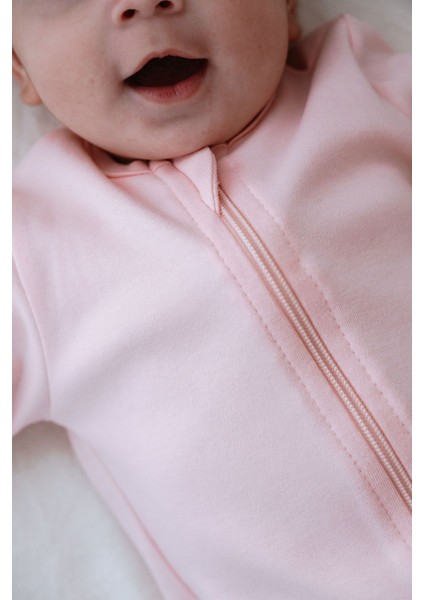 Fermuarlı Patiksiz Tulum - Pureline Series - Pembe