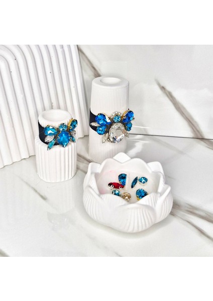 3 Lü Mumluk Arı Figürlü Kristal Taşlı Özel Tasarım %100 Doğal Soya Wax Mum