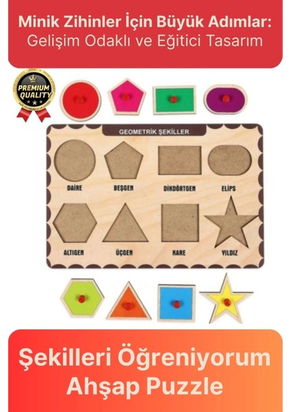 Yeni Seri Çocuk Ebeveyn Eğlenceli Eğitici Öğrenme Destekli Şekiller Yapboz Ahşap Tutmalı Puzzle