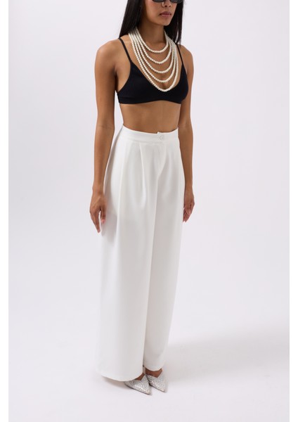Casual Yüksek Bel Beyaz Pantolon modelleri