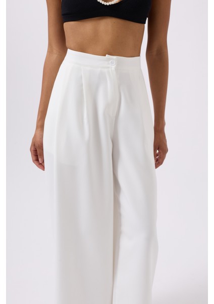 Casual Yüksek Bel Beyaz Pantolon fırsatları