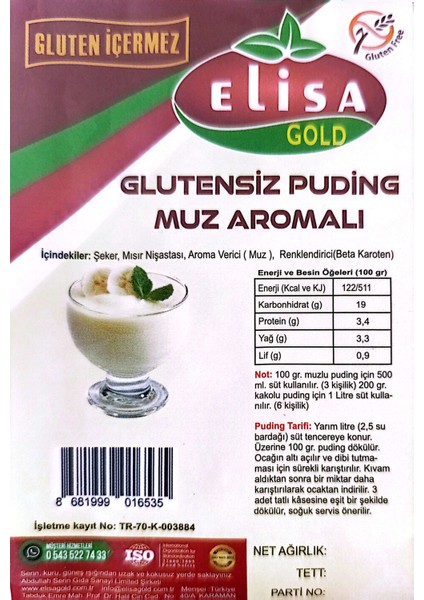 Elsmuz Aromalı 3kg Puding (Gluten Içermez)