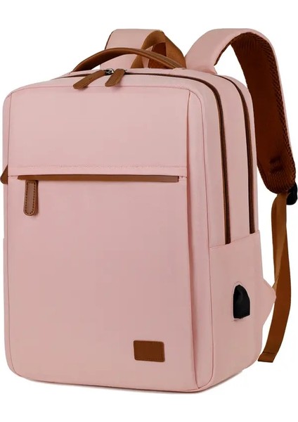 Kadınlar Büyük Kapasiteli Sırt Çantası Business Dizüstü Çantası USB Şarj Limanı Okulu Öğretmen Dizüstü Bilgisayar Bölmesi Renk: Pembe (Yurt Dışından)