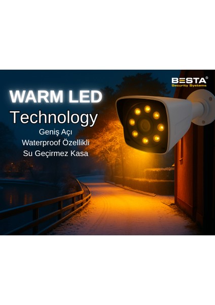 7 Kameralı 5mp Lens 1080P Warm LED Gece Renkli 320 GB HDD Dahil Güvenlik Seti - 27320W