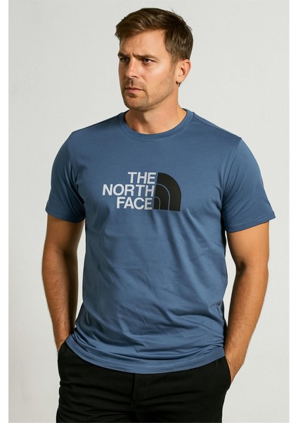 Bisiklet Yaka Tshirt Mavi Thenorthface