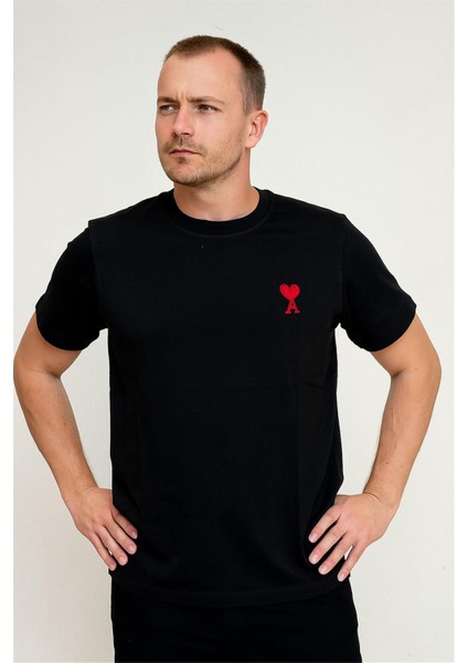 Trend Kapında Amii Bisiklet Yaka T-Shirt Siyah