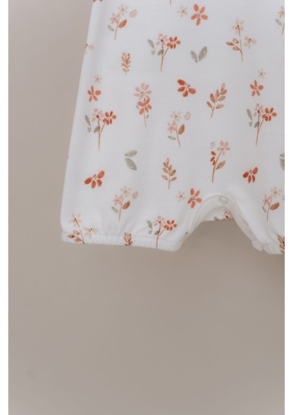 Kısa Kol Şortlu Yazlık Tulum - Pureline Series - Warm Flowers
