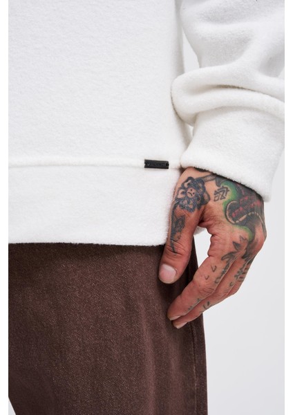 Erkek Basic Polar Oversize Ekru Sweatshirt