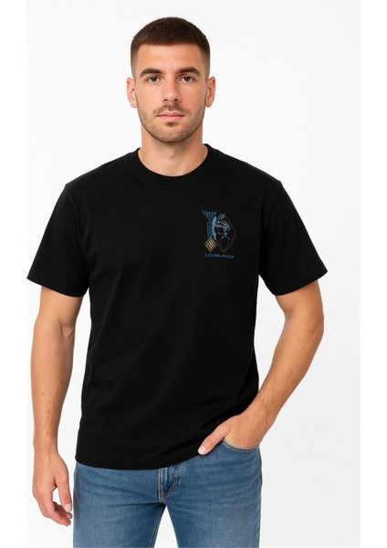 Baskılı T-Shirt Siyah Casablanca