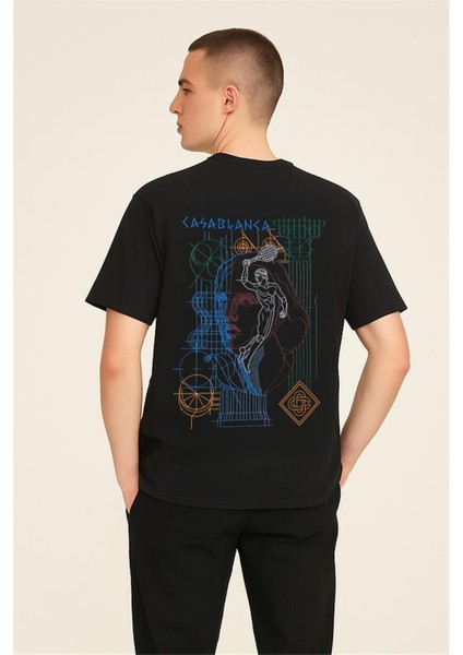 Baskılı T-Shirt Siyah Casablanca modelleri
