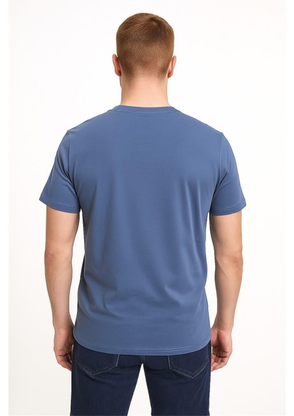 Bisiklet Yaka Nakışlı Tshirt Koyu Mavi Tommy modelleri
