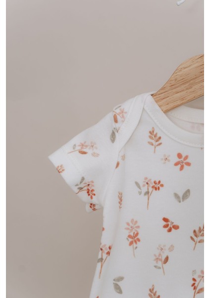 Kısa Kol Şortlu Yazlık Tulum - Pureline Series - Warm Flowers