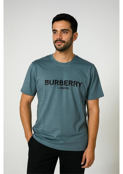 Trend Kapında Burbry London Bisiklet Yaka Tshirt Gri modelleri