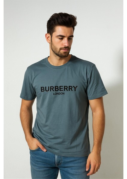 Trend Kapında Burbry London Bisiklet Yaka Tshirt Gri fırsatları