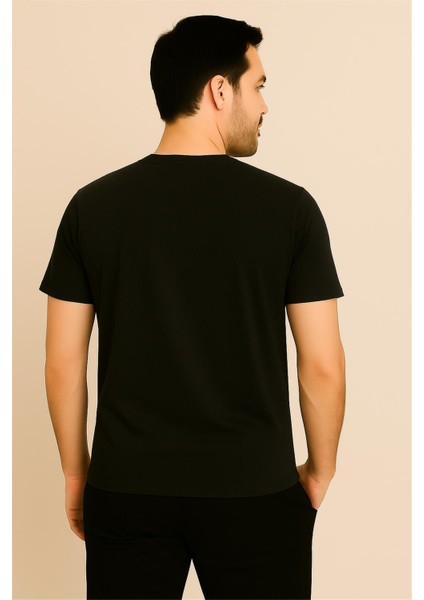 Pamuk Penye Bisiklet Yaka T-Shirt Siyah Polo modelleri