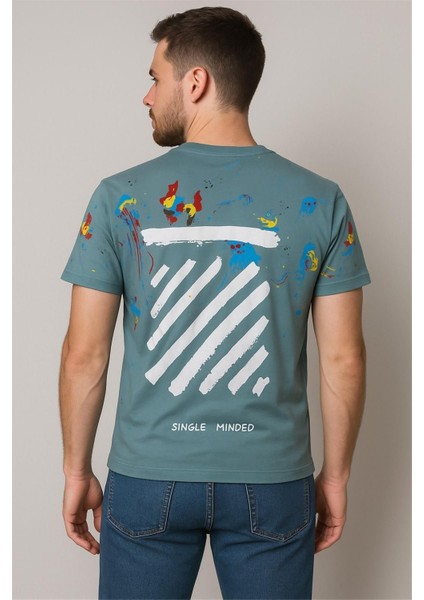 Deniz Manzara Baskılı T-Shirt Yeşil Off The White modelleri