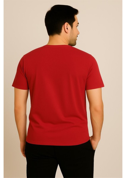 Pamuk Penye Bisiklet Yaka T-Shirt Kırmızı Polo fiyatları