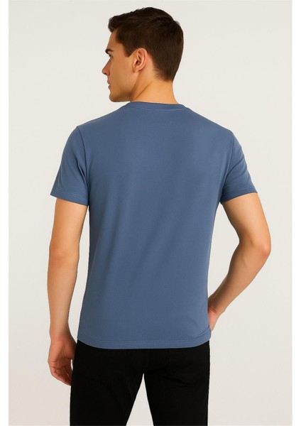 Bisiklet Yaka Nakışlı T-Shirt Çamur Mavisi Tommy fiyatları