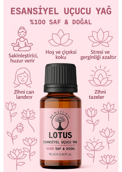 Lotus Çiçeği Uçucu Yağ Saf Doğal Esans Buhurdanlık Difüzör Oda Esansı 10 ml fırsatları